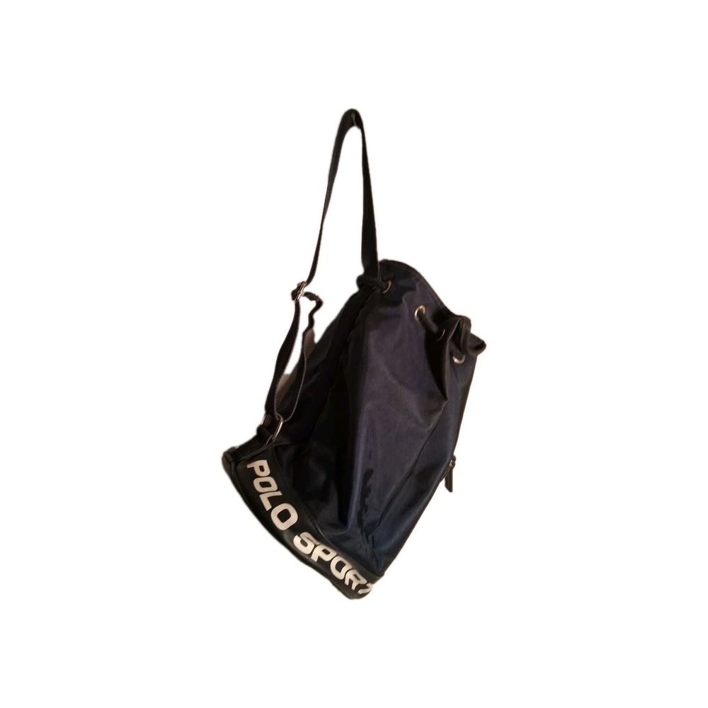 Polo Sport‎ Ralph Lauren Black Nylon Drawstring Backpack Bucket Bag Vintage - Picture 3 of 6